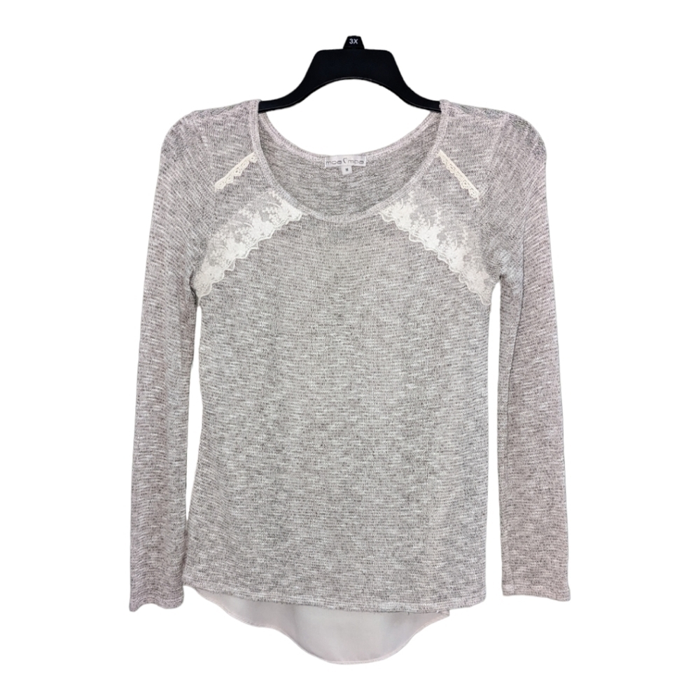MOA Moa Vintage tan sweater with lace and sheer back